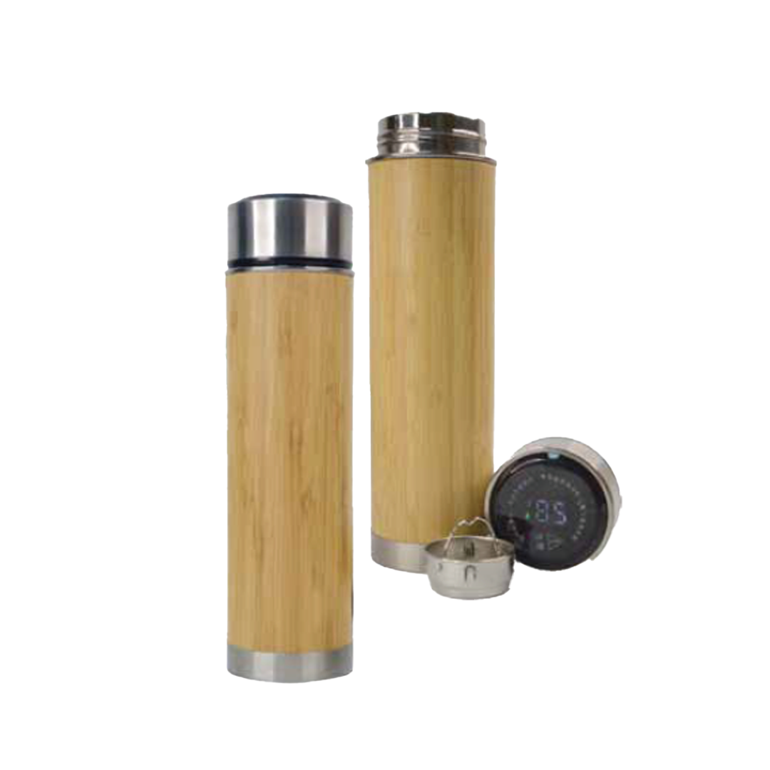 BAMBOO TEMPERATURE LED DISPLAY BOTTLE