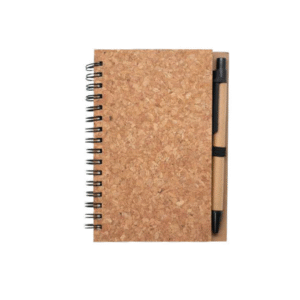 Cork cover spiral notebook with pen