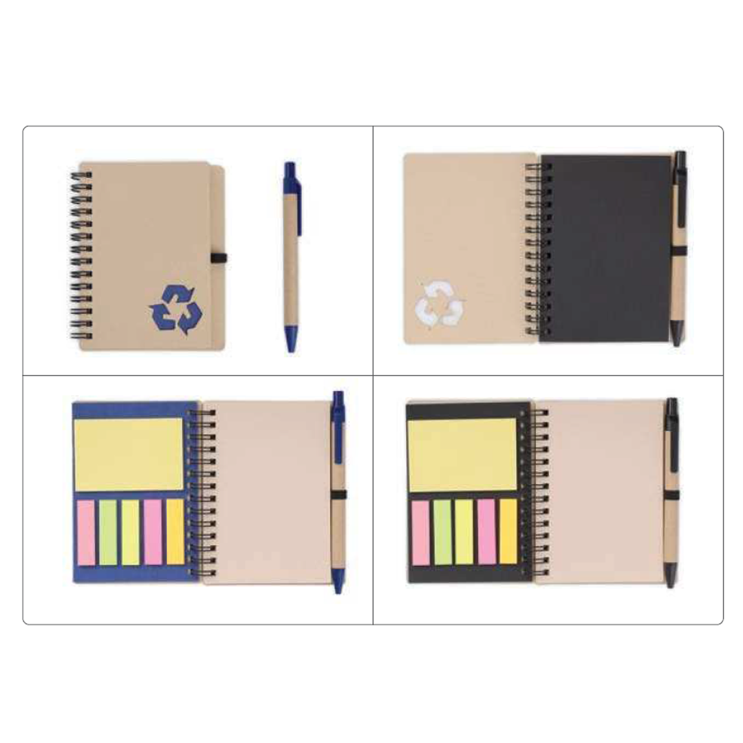 Set of A6 recycled kraft notepad with matching pen